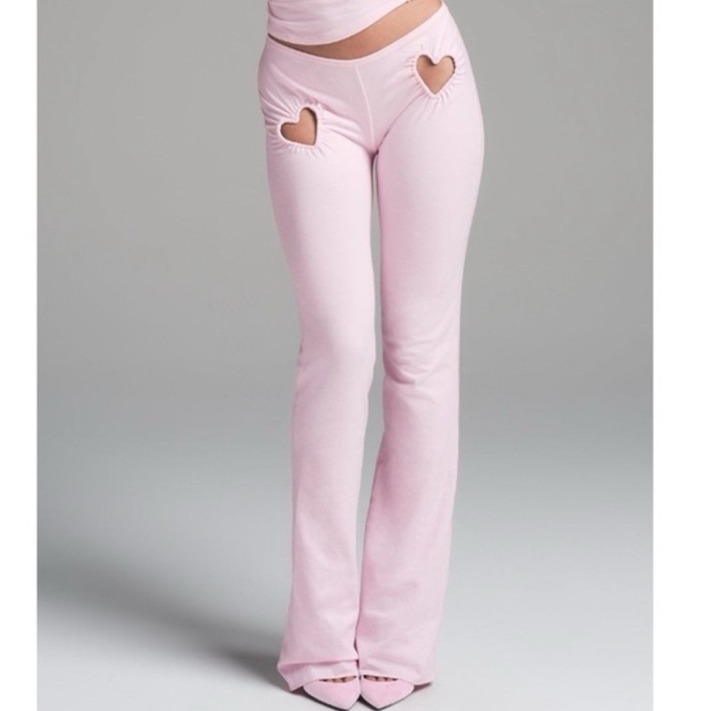 SKIMS Cotton Jersey Heart Flare Legging in Cherry Blossom, LARGE